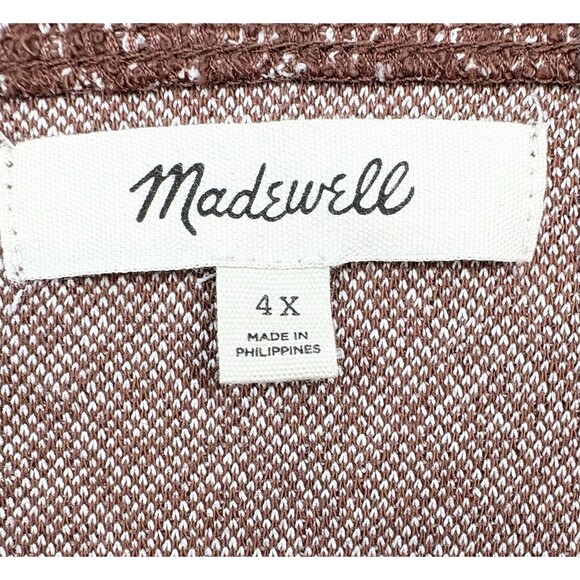 Madewell Puff Sleeve Chocolate Brown Textured Indie Boho Blouse, Plus Size 4X - Picture 7 of 10